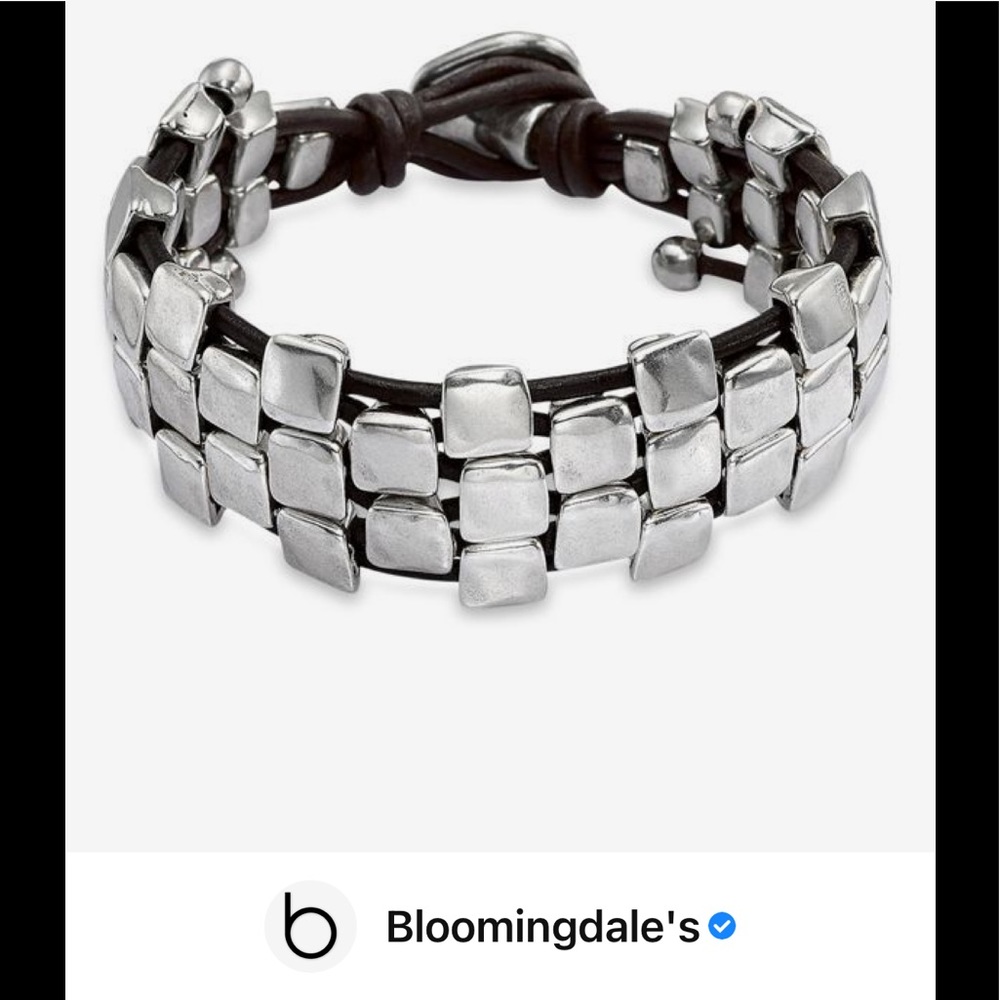 Uno de 50 bracelet -silver plate beads on leather